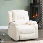 Ellington Boucle Fabric Electric Lift Assist Recliner With Massage And Heat | 1 | Cream