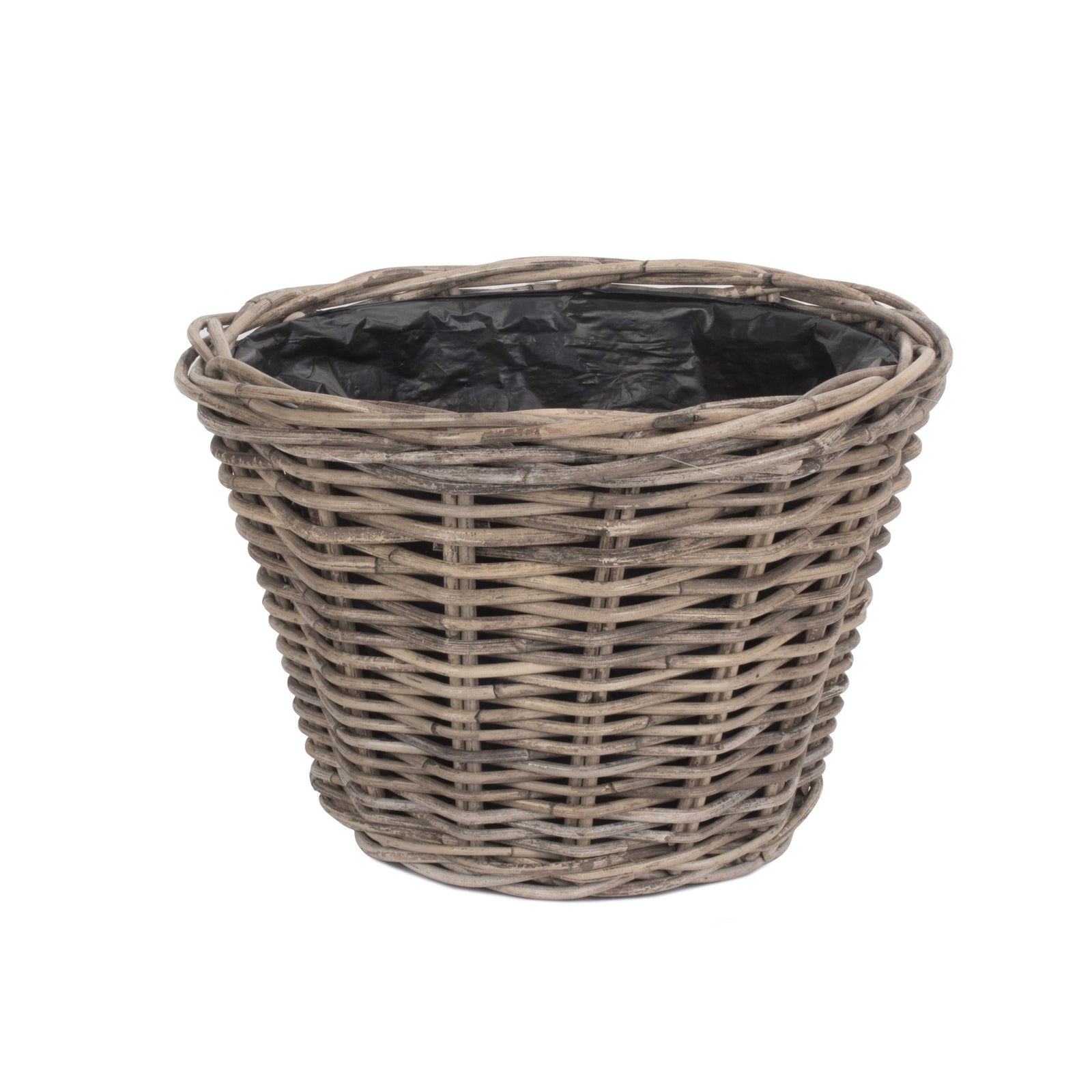 Red Hamper Tapered Rattan Round Planter With Plastic Lining