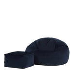 Aurora Velvet Bean Bag & Pouffe Chair & Pouffe Set | Midnight Blue