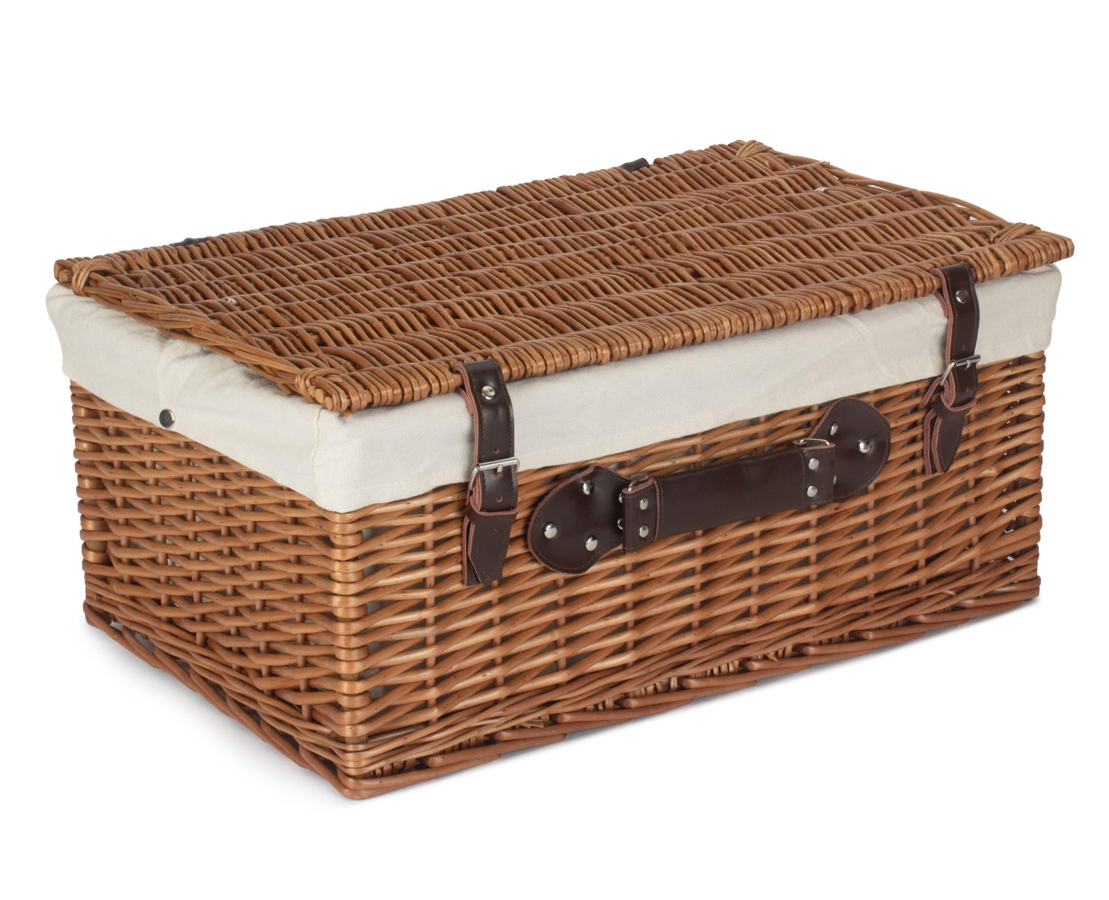 Wicker 56cm Double Steamed Picnic Basket | White