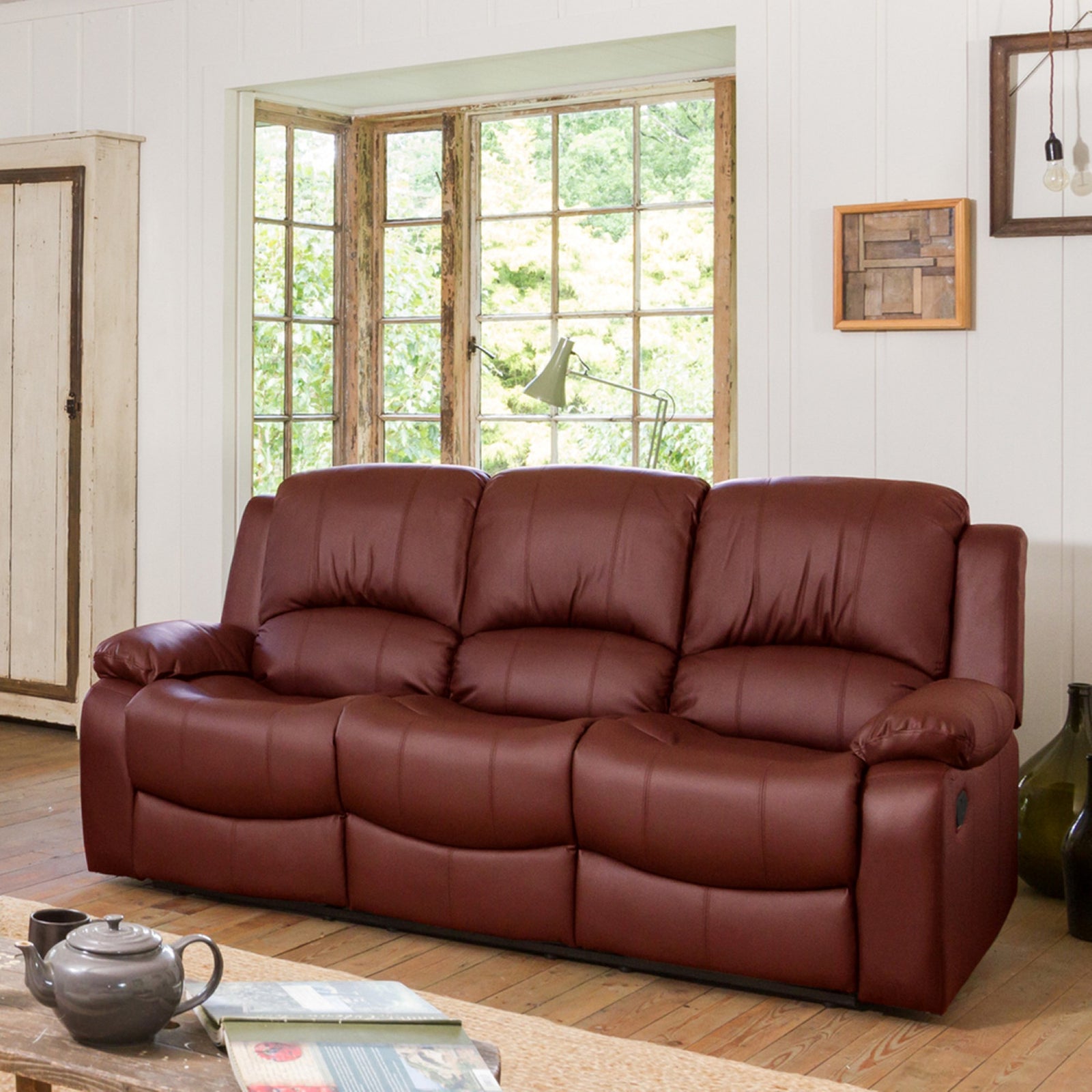 Glendale 3 Seat Manual Recliner Sofa | 3 | Burgundy